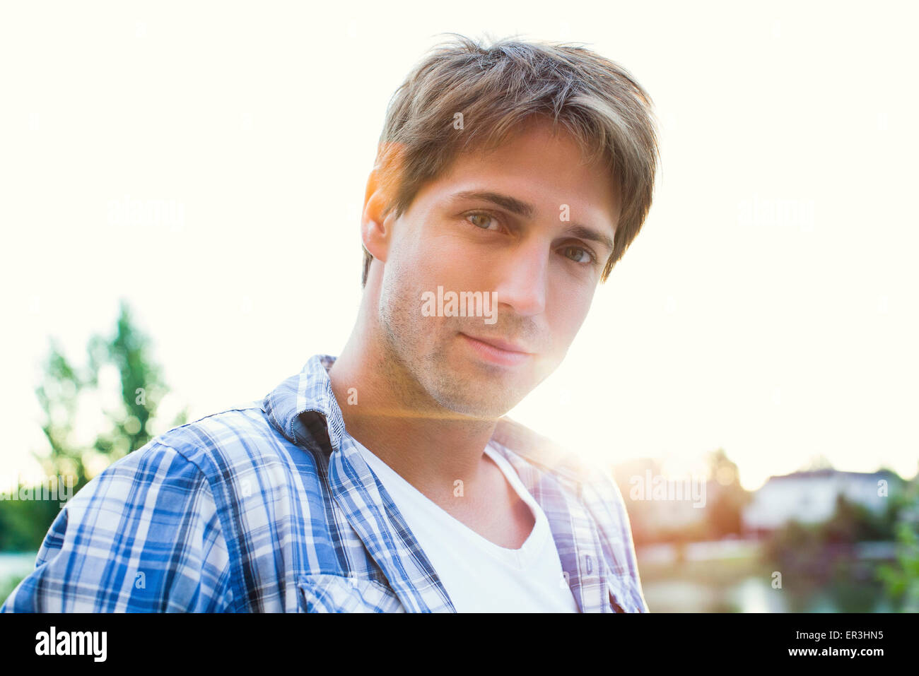 Man enjoying outdoors Stock Photo