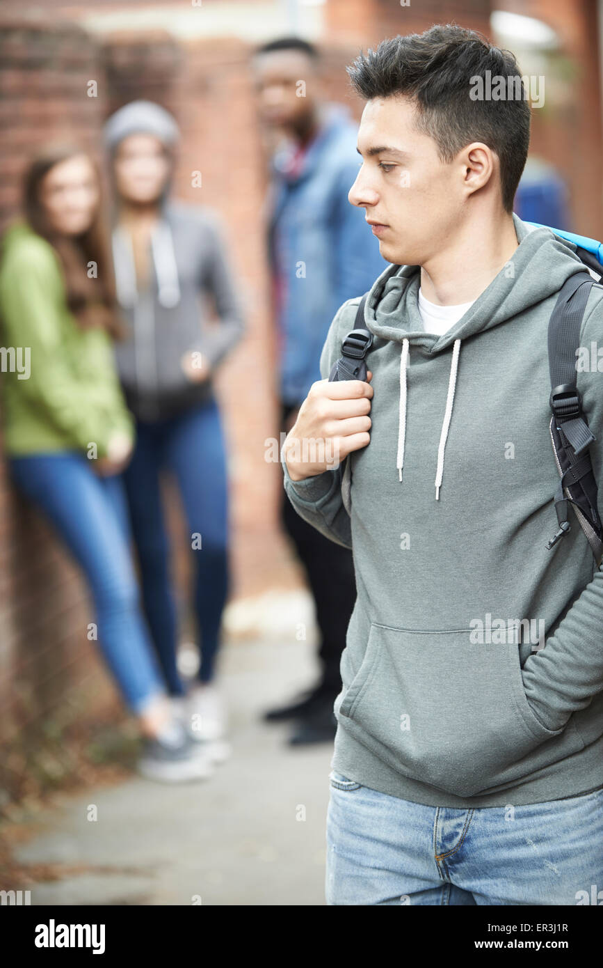 Teenage Boy Feeling Intimidated As He Walks Home Stock Photo