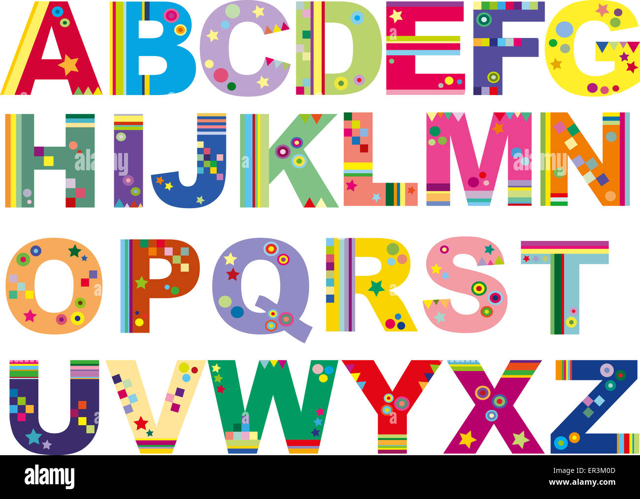 illustration of funny colored alphabet Stock Photo
