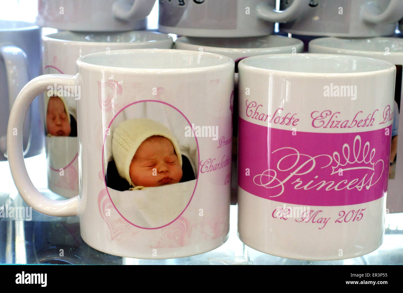 Princess Charlotte souvenir mug in London tourist shop Stock Photo Alamy