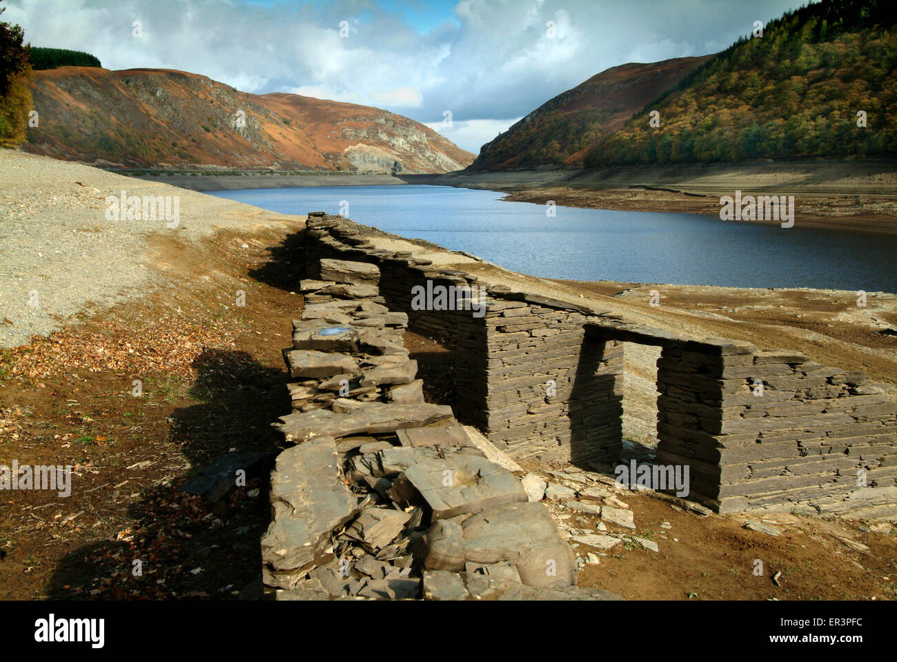 Lost village of Nantgwylt village,which was flooded in the 1950's to form the Caban Coch reservoir in the Elan Valley,Wales.a UK Stock Photo