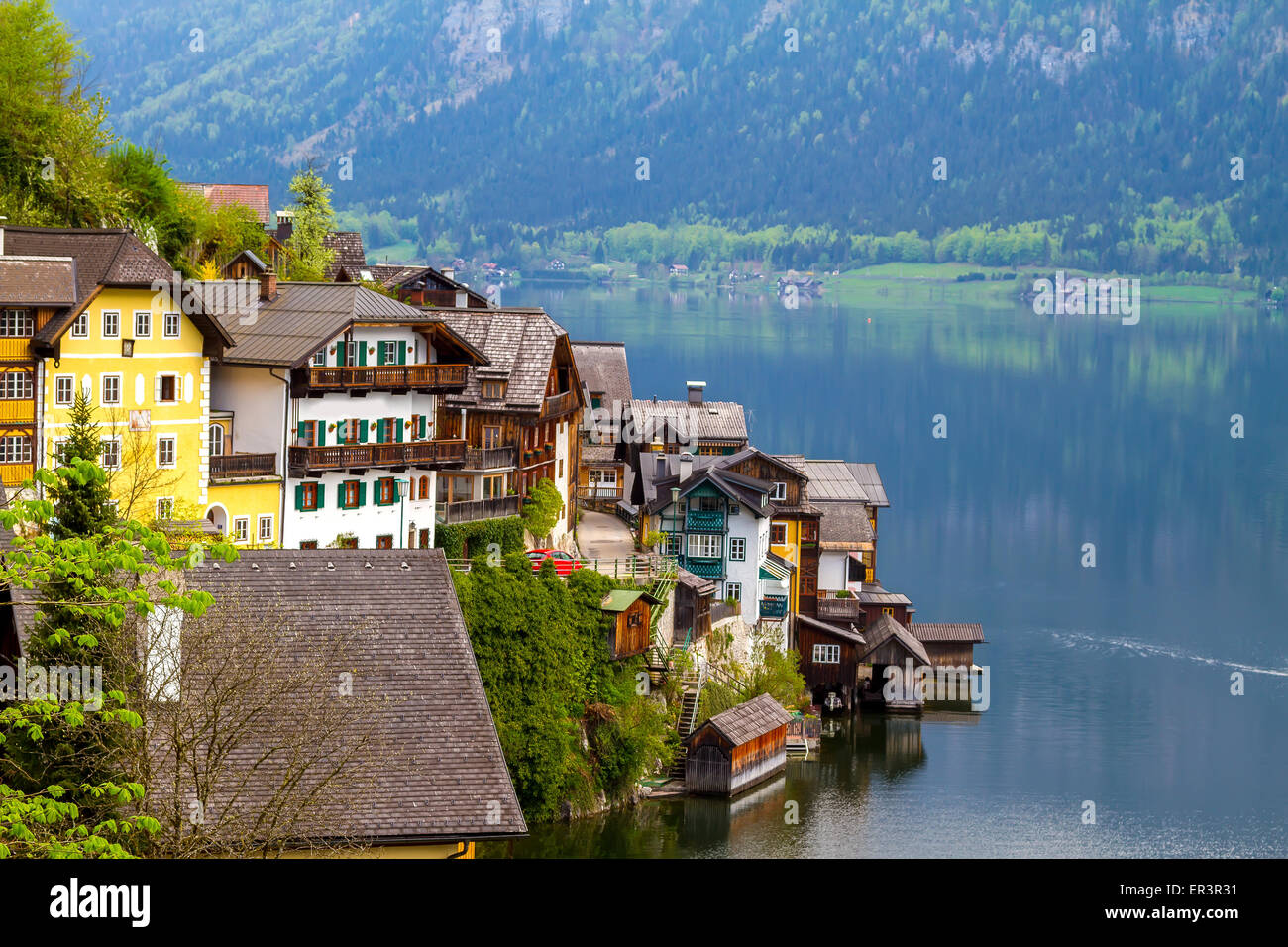 Hallstatt, village in the mountains in Austria Stock Photo