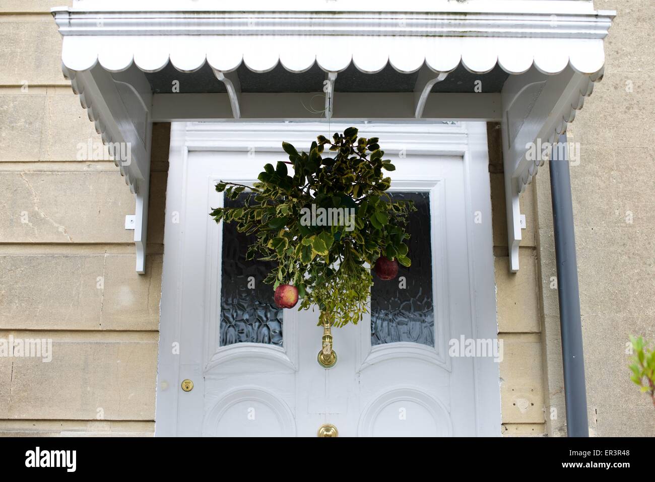 Christmas wreath on Georgian Doors Bath Somerset Stock Photo