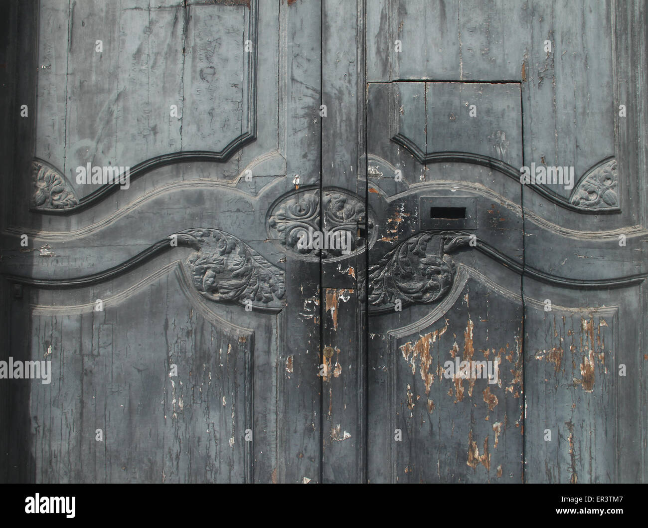 Detail of old wooden doors of government building in Barcelona Stock Photo