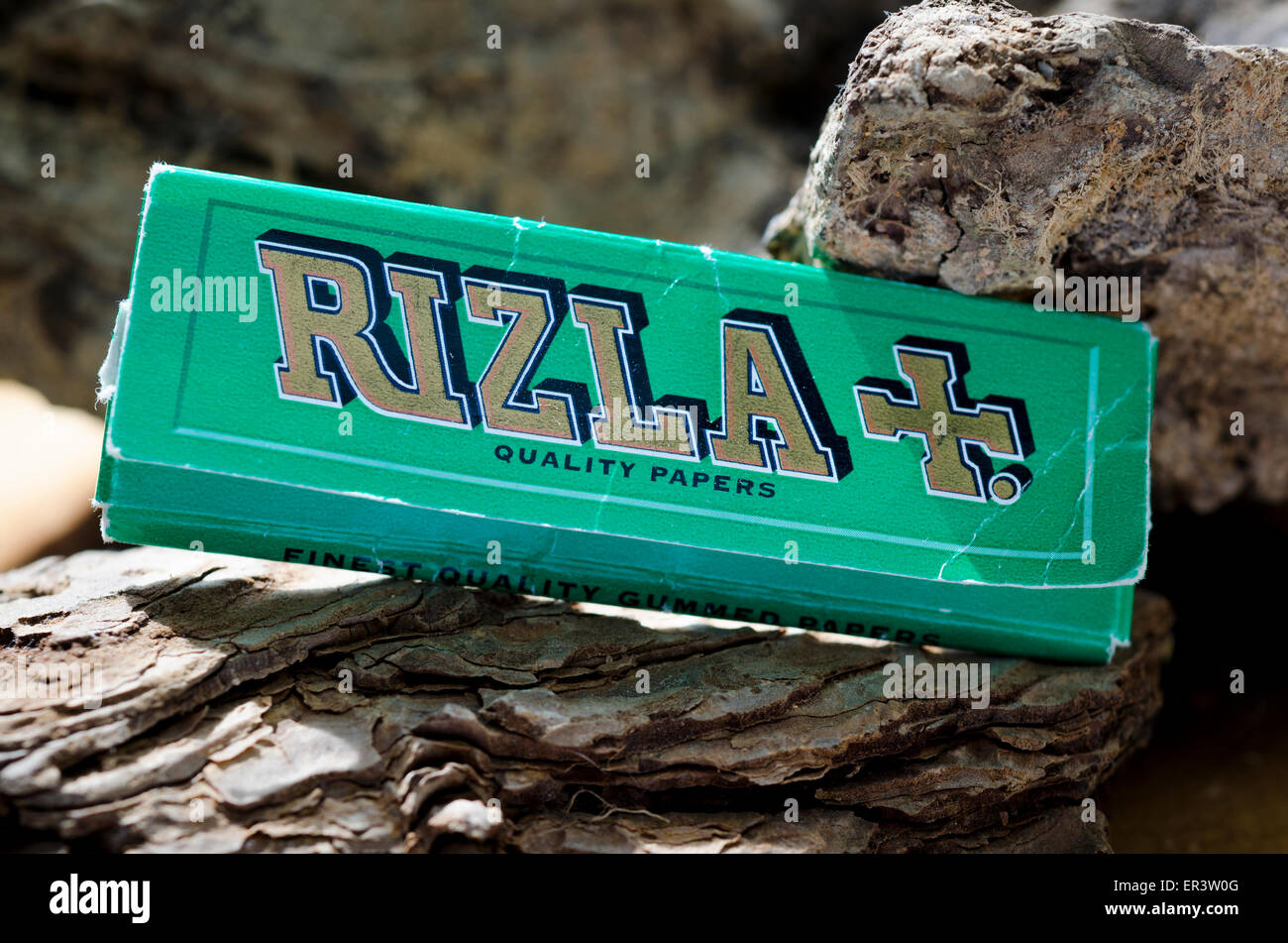 Packet Rizla Green Cigarette Rolling Papers Stock Photo