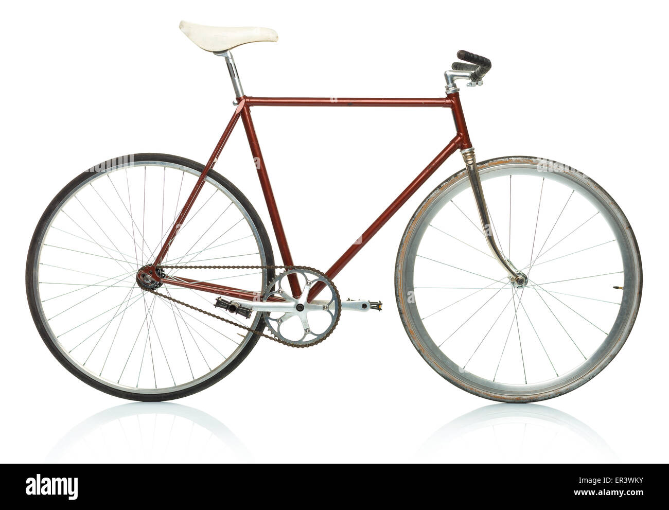 Stylish hipster bicycle - fixed gear isolated on white background Stock Photo