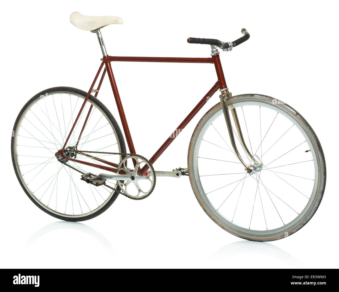 Stylish hipster bicycle - fixed gear isolated on white background Stock Photo