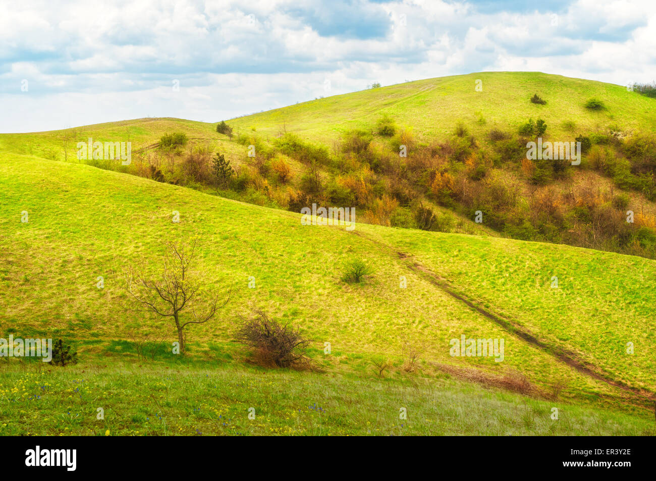 Scenery of rolling hills landscape. Stock Photo