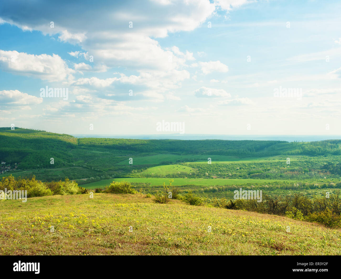 Scenery of rolling hills landscape. Stock Photo