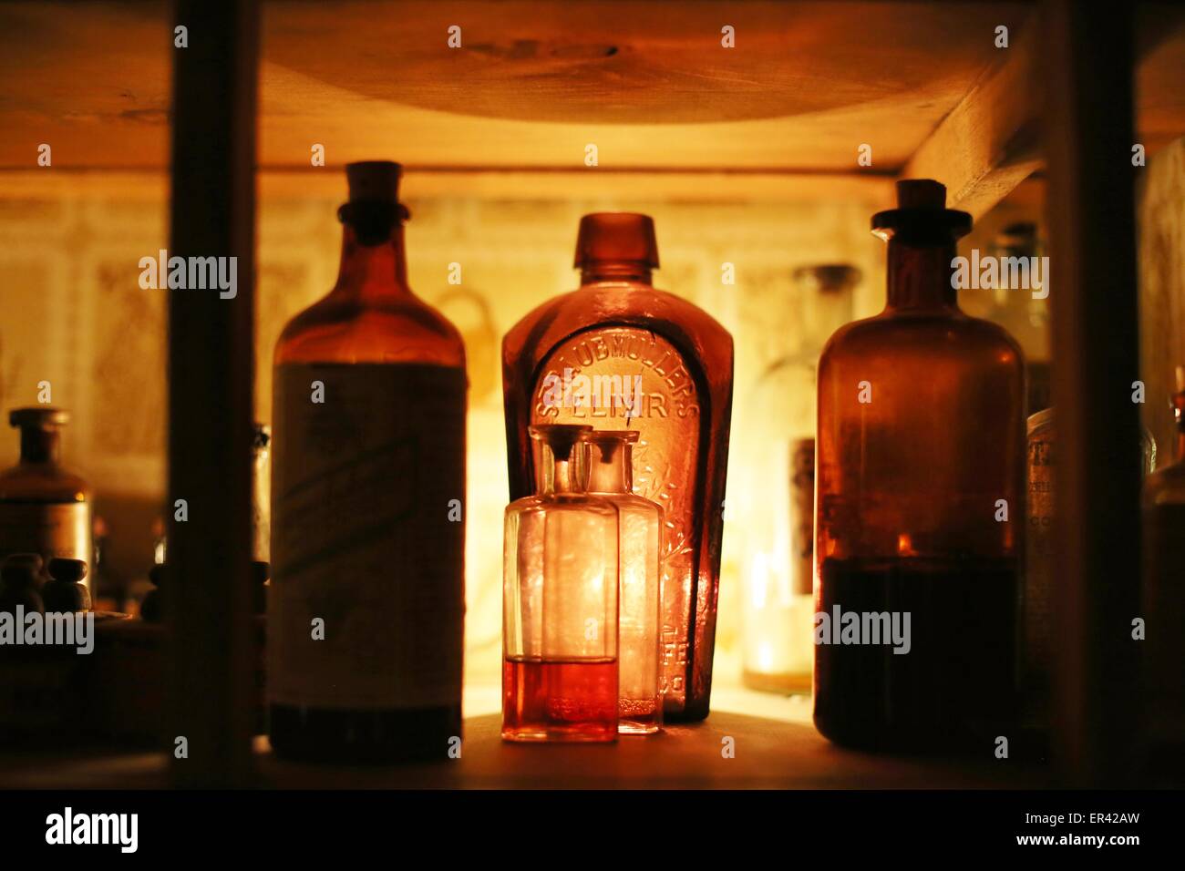Old medicine bottles on display at House on the Rock in Spring Green