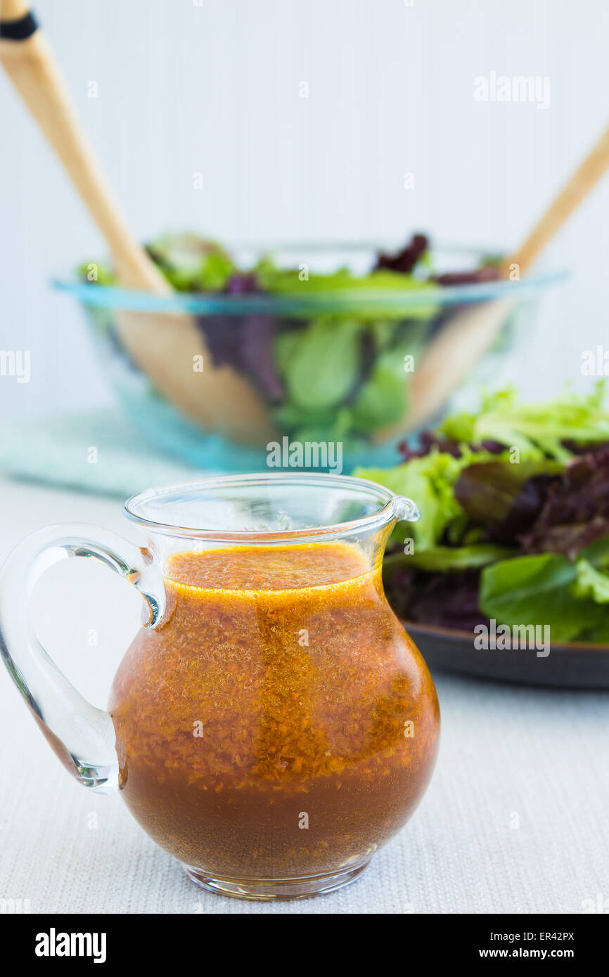 Dressing made with carrots, onions, oil, vinegar, shoyu and mirin Stock