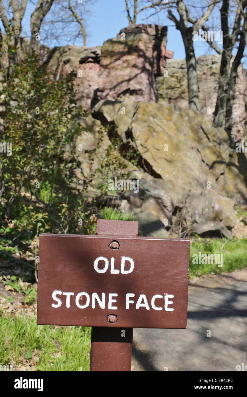 Old stone face rock formation at Pipestone National Monument in