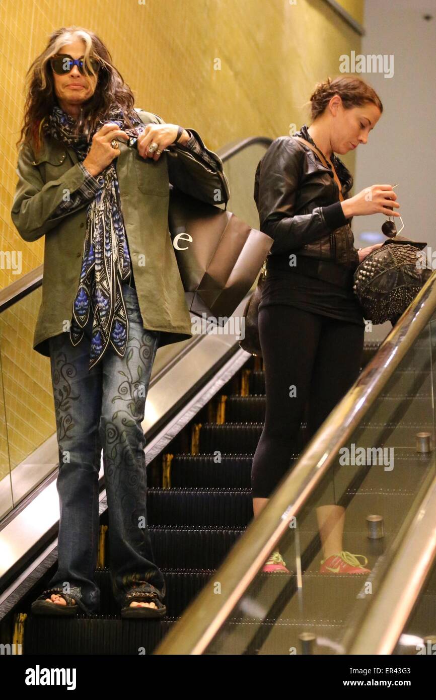 Steven Tyler and his girlfriend Aimee Preston shopping at the Apple Store in the Beverley Center  Featuring: Steven Tyler, Chelsea Tallarico Where: Los Angeles, California, United States When: 21 Nov 2014 Credit: WENN.com Stock Photo