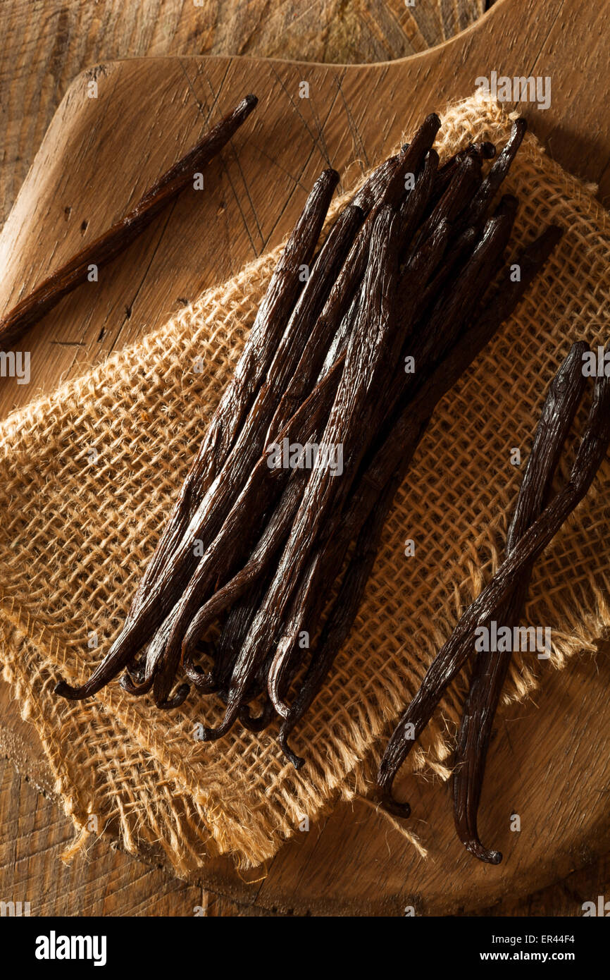 Raw Organic Vanilla Beans Ready to Cut Stock Photo Alamy