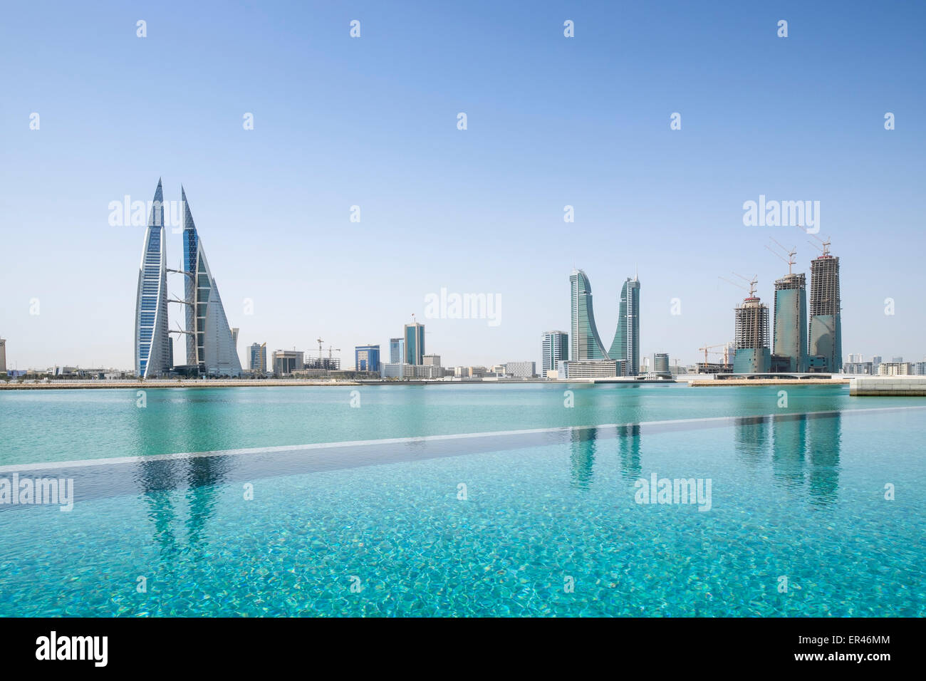 Skyline of Manama city in Bahrain from new Four Seasons luxury Hotel Stock Photo
