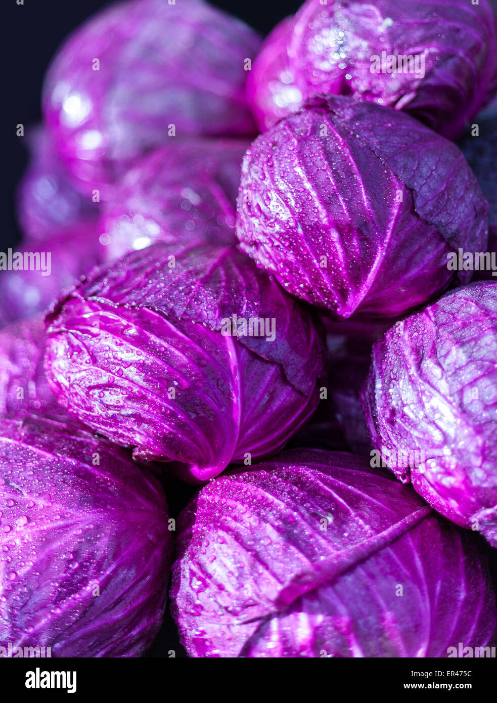 Purple cabbage in market place Stock Photo