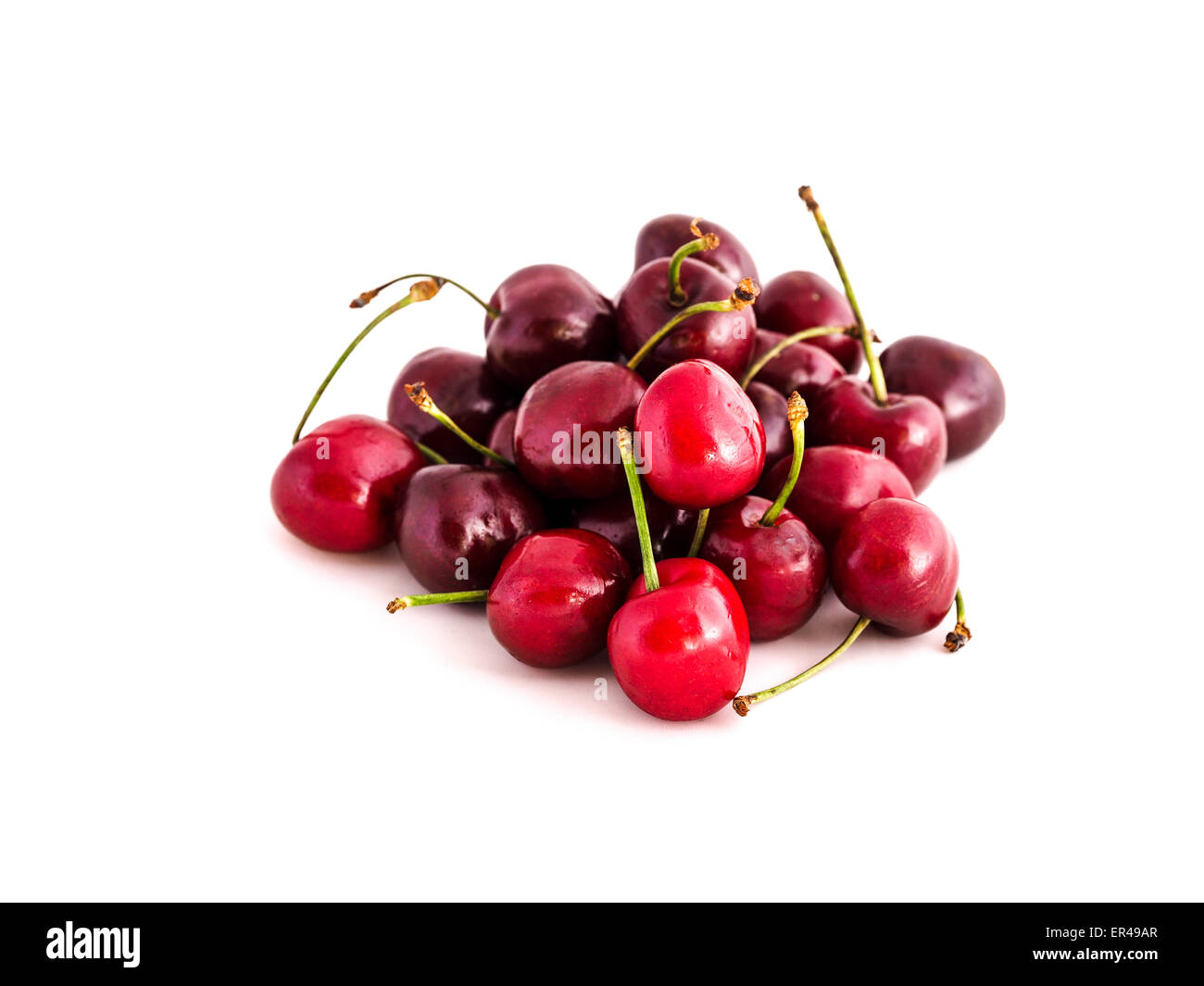 Cherries on white background Stock Photo Alamy