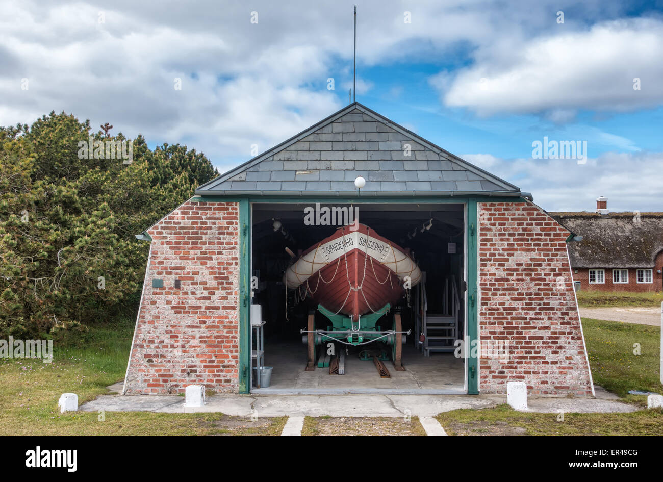 Vintage life saving station in Sonderho on Fano in Denmark Stock Photo