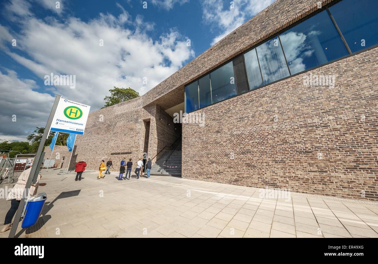 The entry of the new Europaeischen Hansemuseum (European Hanseatic Museum) in Luebeck, Germany, May 26 2015. The museum will open to the public on the May 30 2015. Photo: Markus Scholz/dpa Stock Photo