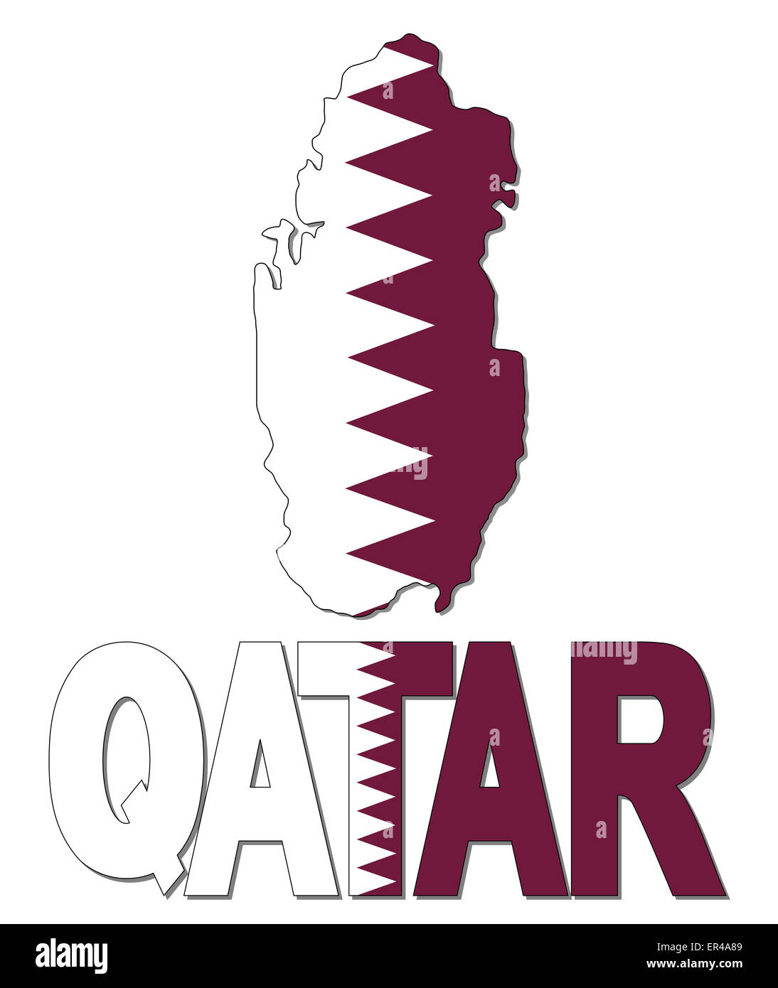 Qatar map flag and text illustration Stock Photo Alamy