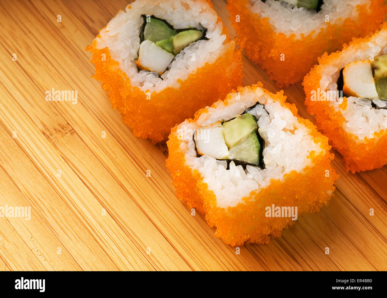 California futomaki sushi on bamboo plate Stock Photo