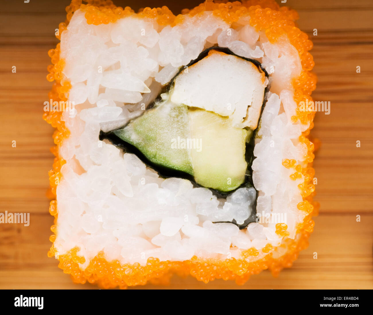 Sushi on a wooden plate Stock Photo