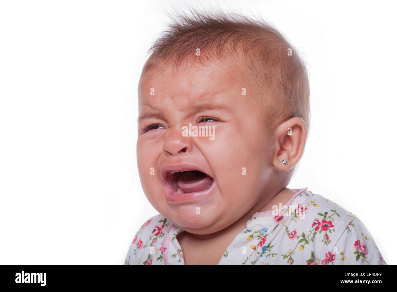 beautiful baby crying isolated on white Stock Photo - Alamy