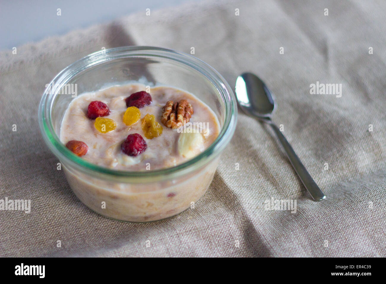 Yogurt with fruit and nuts Stock Photo Alamy