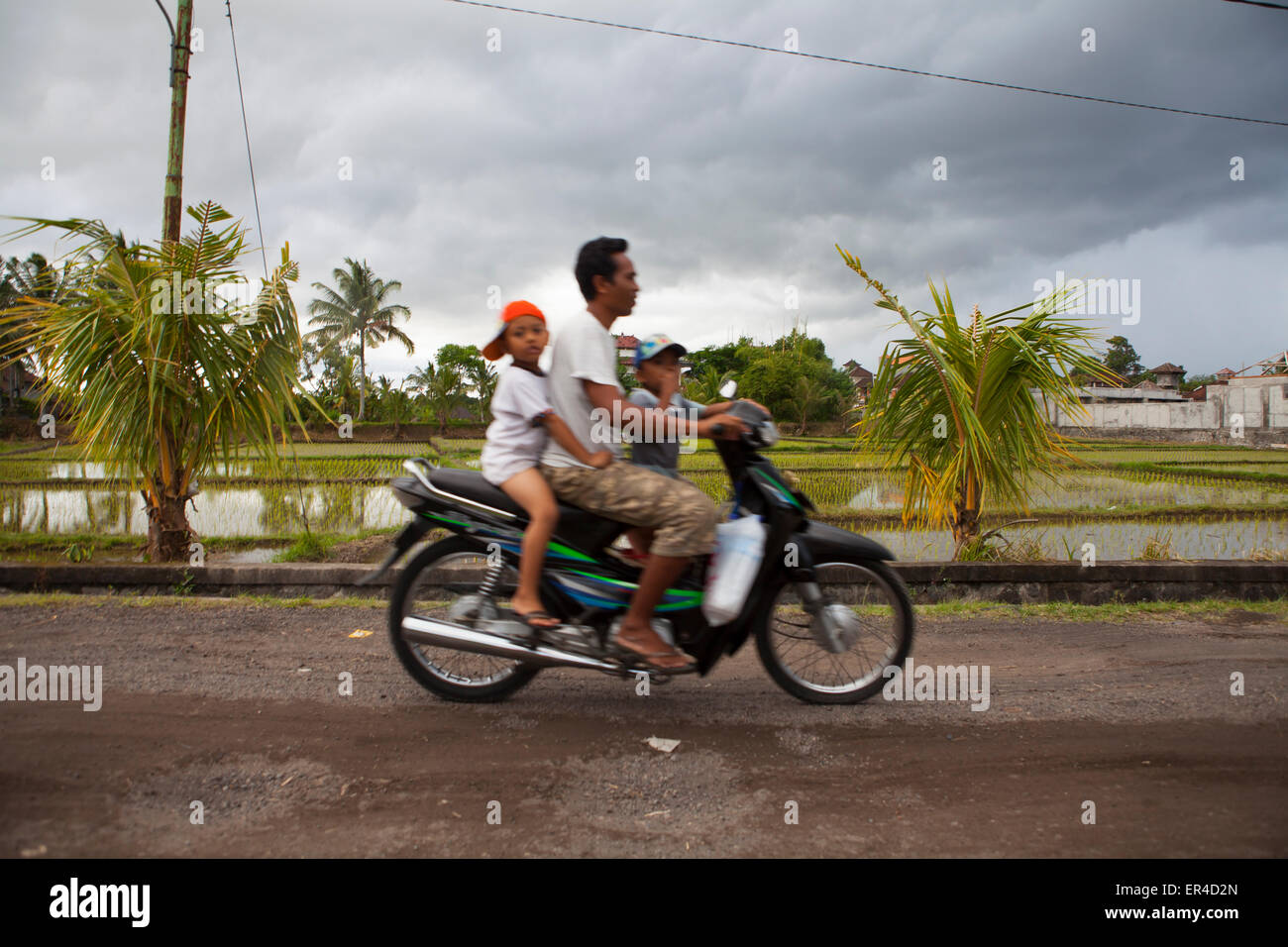 Mopeds are one of the most popular forms of transport on the Indonesian island of Bali Stock Photo