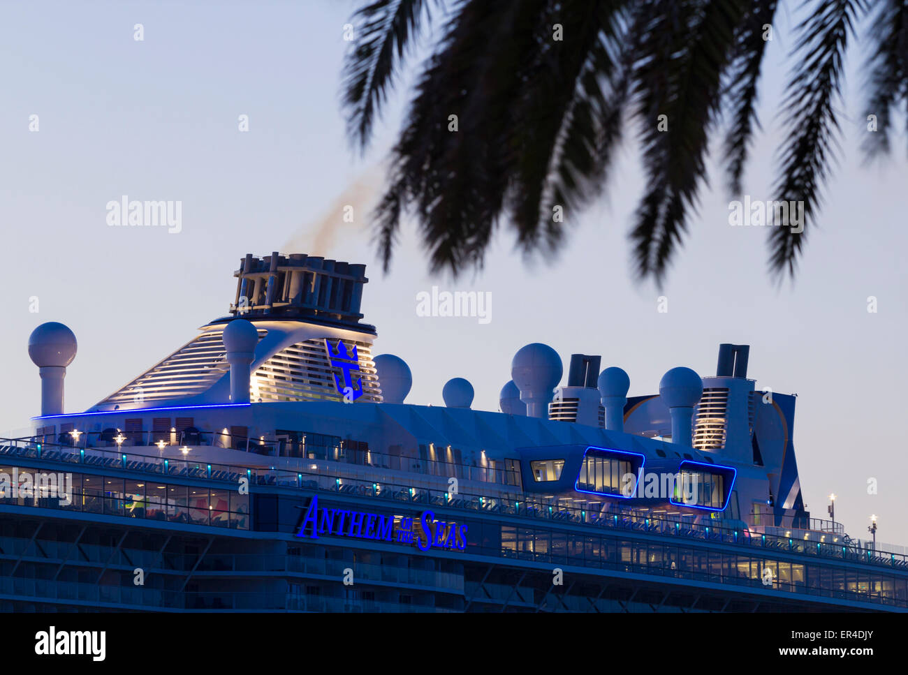 Anthem of the Seas cruise ship visiting Las Palmas on Gran Canaria on her maiden Canary Islands cruise in 2015 Stock Photo