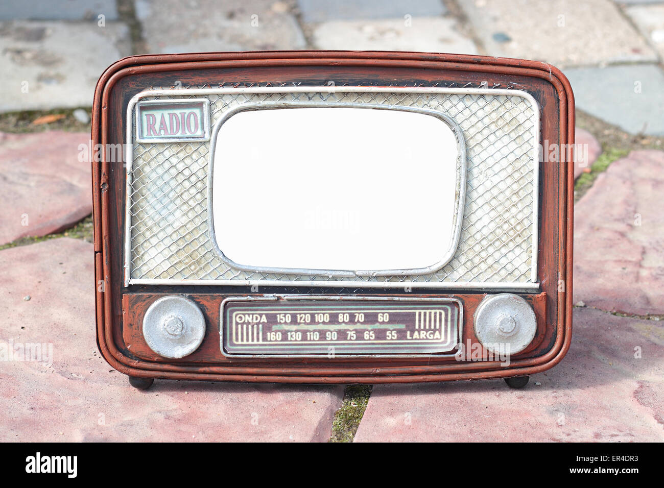 Vintage frame for the photo in the form of old radio on a stone blocks  background Stock Photo - Alamy