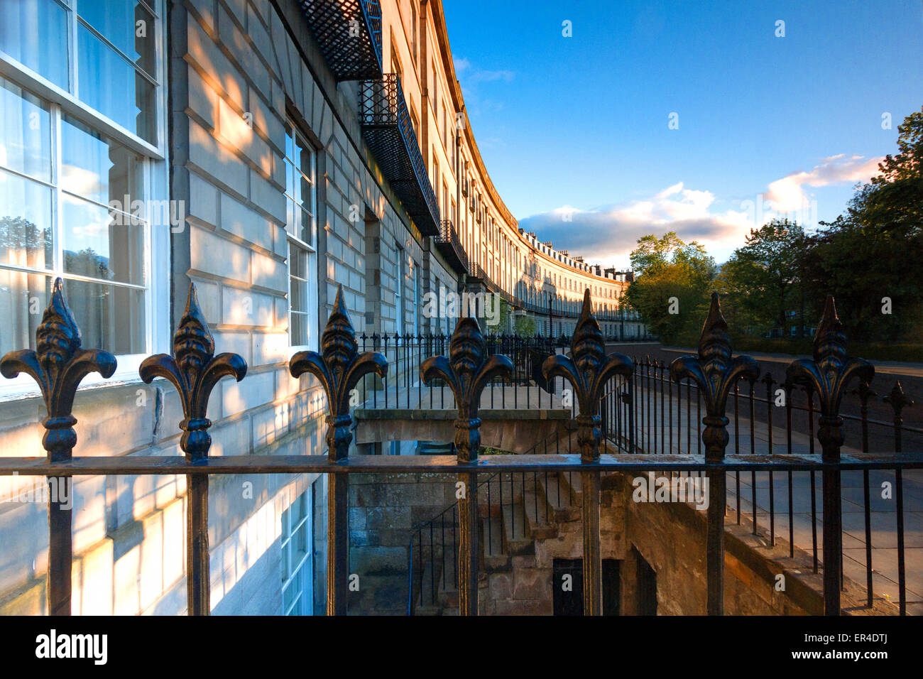 Late evening light through trees on Terrace, Atholl Crescent