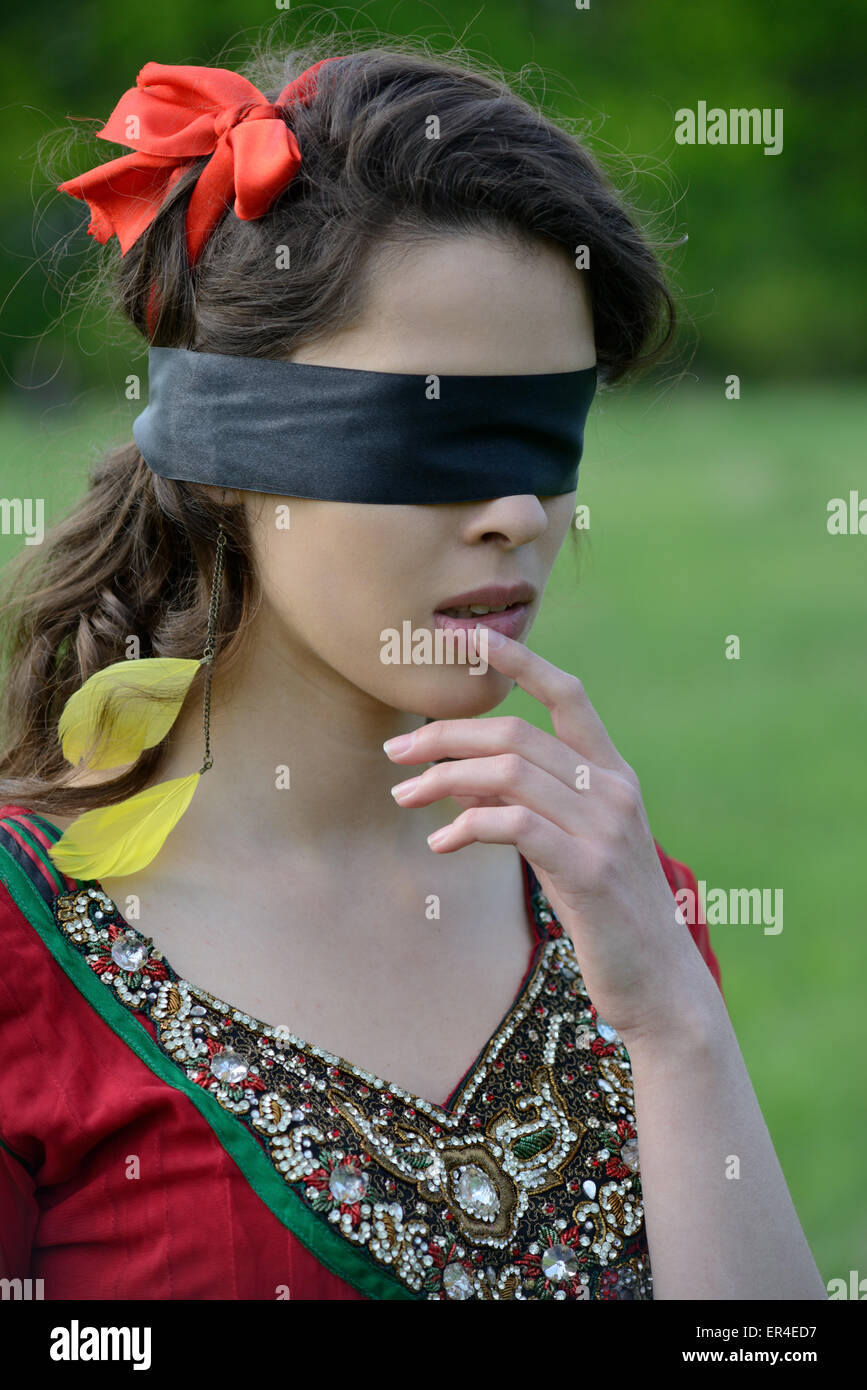 Red Blindfolded Woman Gallery Wrap