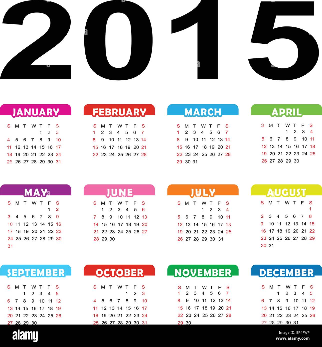 Vector illustration of simple calendar elements for the new year Stock Vector