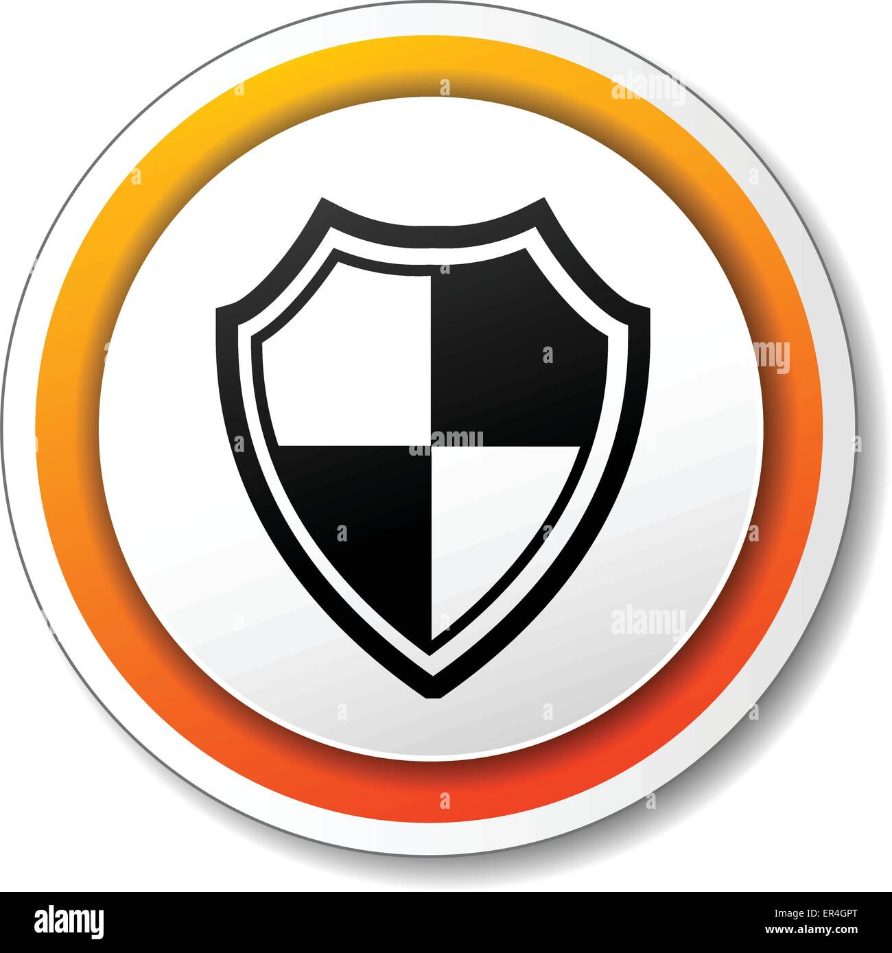 Vector illustration of orange and black icon for shield Stock Vector