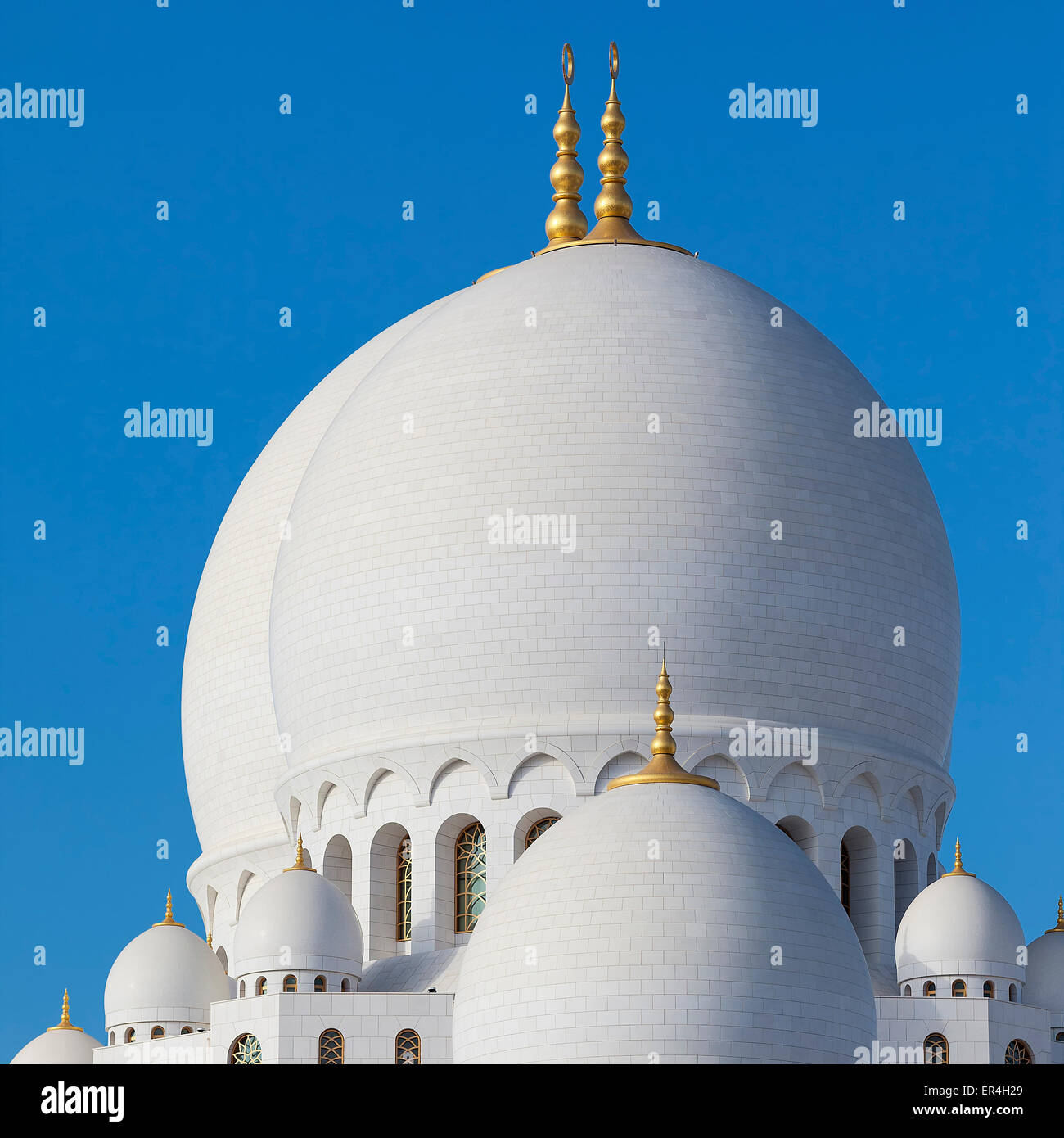 Part of famous Abu Dhabi Sheikh Zayed Mosque, UAE. Stock Photo