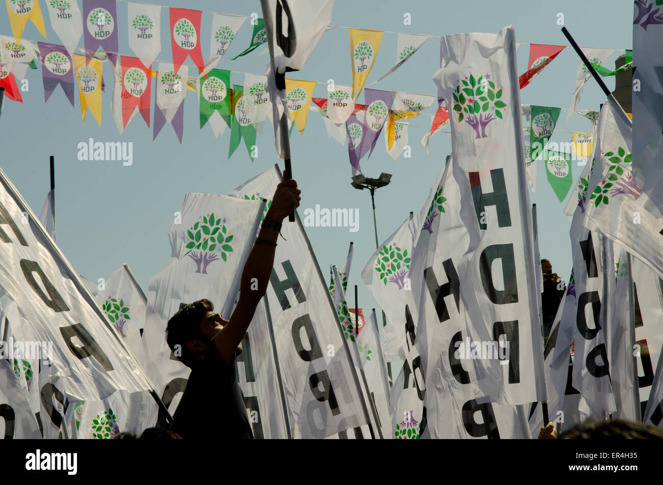 Support for HDP (Peoples' Democratic Party) at Turkish election rally Istanbul Turkey Stock Photo