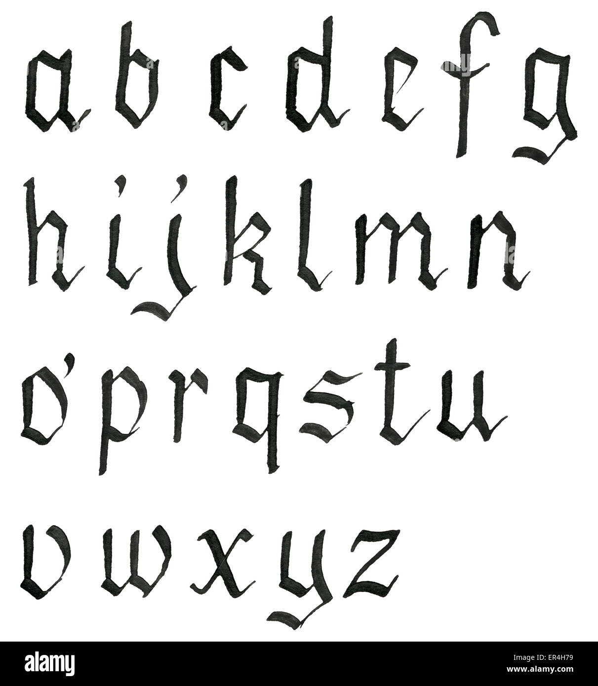 Hand written black ink alphabet Stock Photo - Alamy