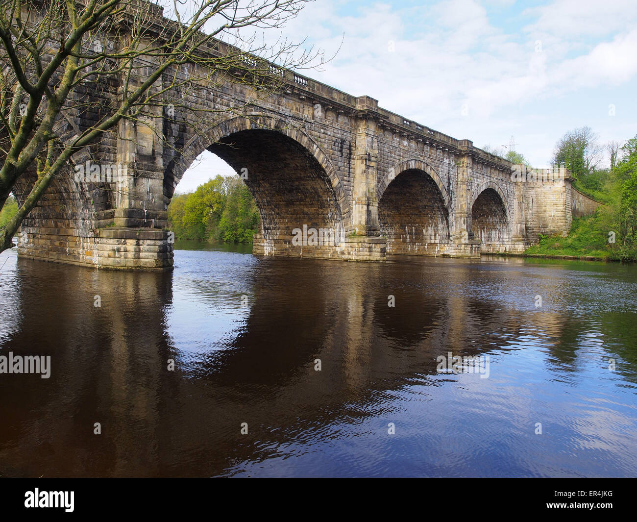 The Lune Aqueduct, built to carry the Lancaster Canal over the River Lune near Lancaster, England. Stock Photo