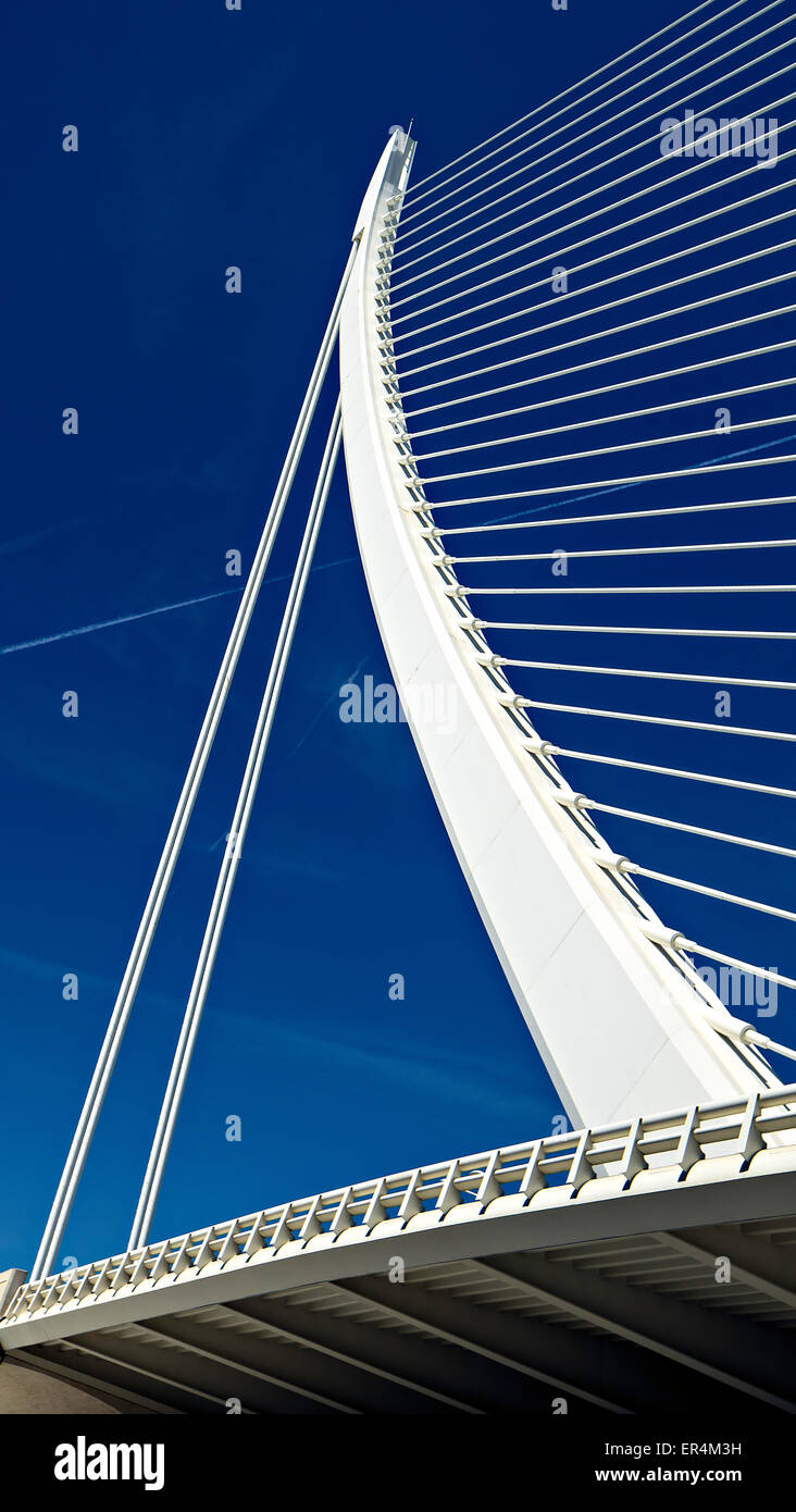 View of the Assut de l'Or Suspension Bridge, Valencia Stock Photo