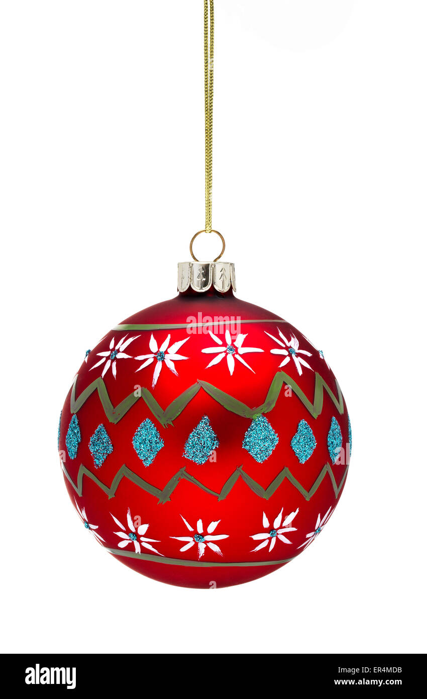Red Hanging Bauble isolated on a white background Stock Photo