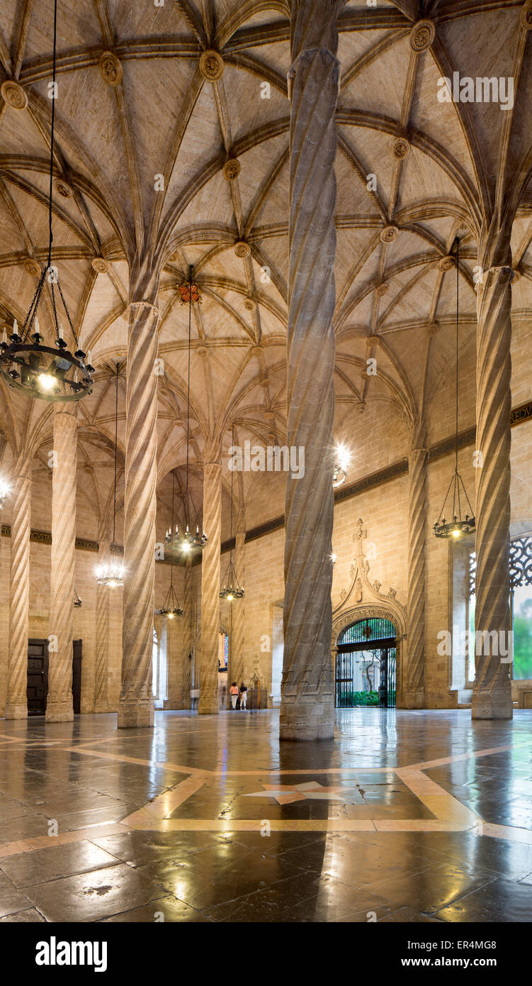 Interior of the Lonja, or Silk Exchange,Valencia, Spain Stock Photo