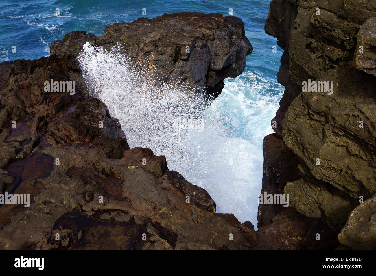 'Crying Rock' on 'Gris Gris Cliffs' near Soulliac, South coast Island Mauritius Stock Photo