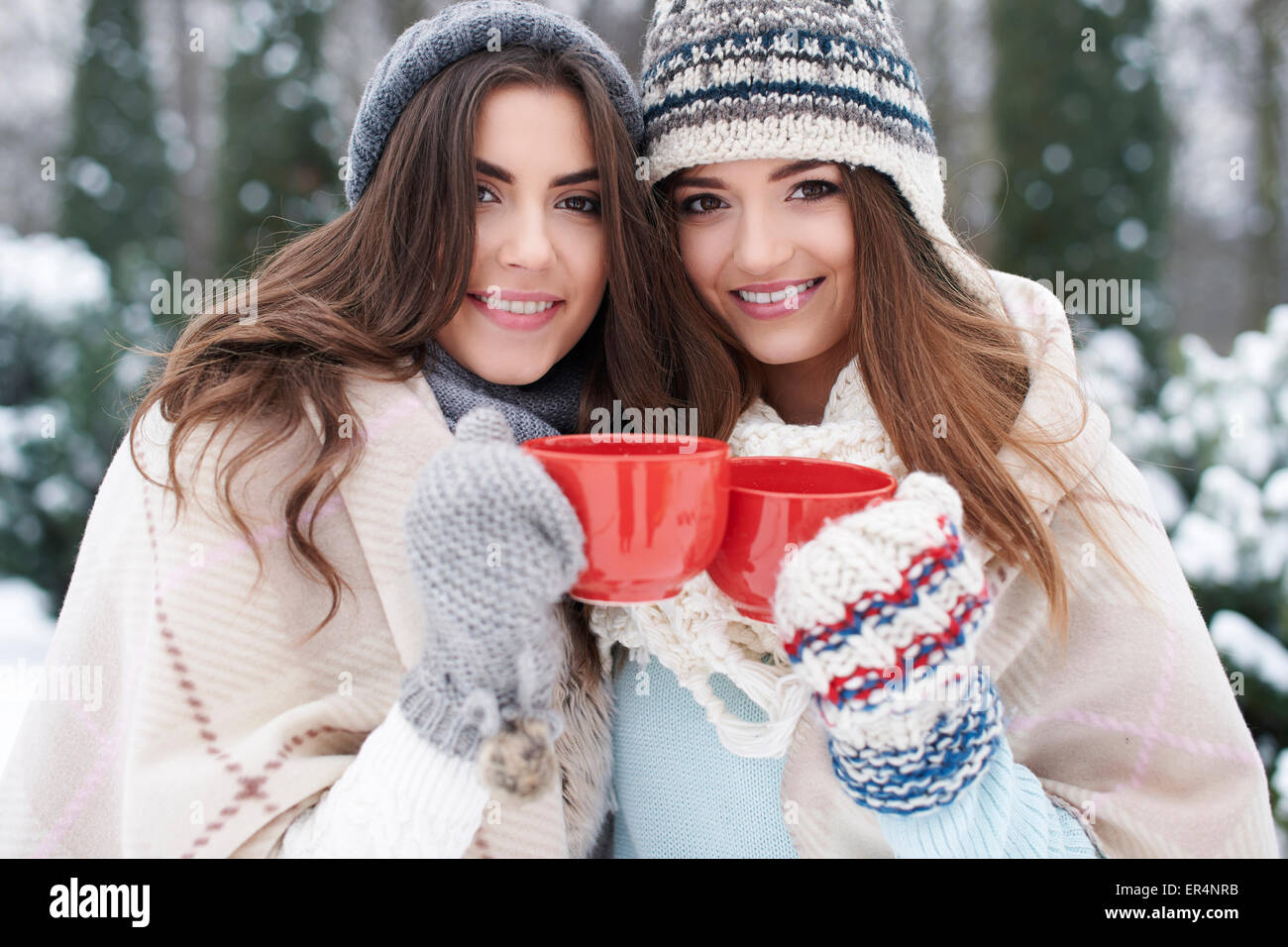 Hot chocolate with my the best friend taste amazing. Debica, Poland Stock Photo