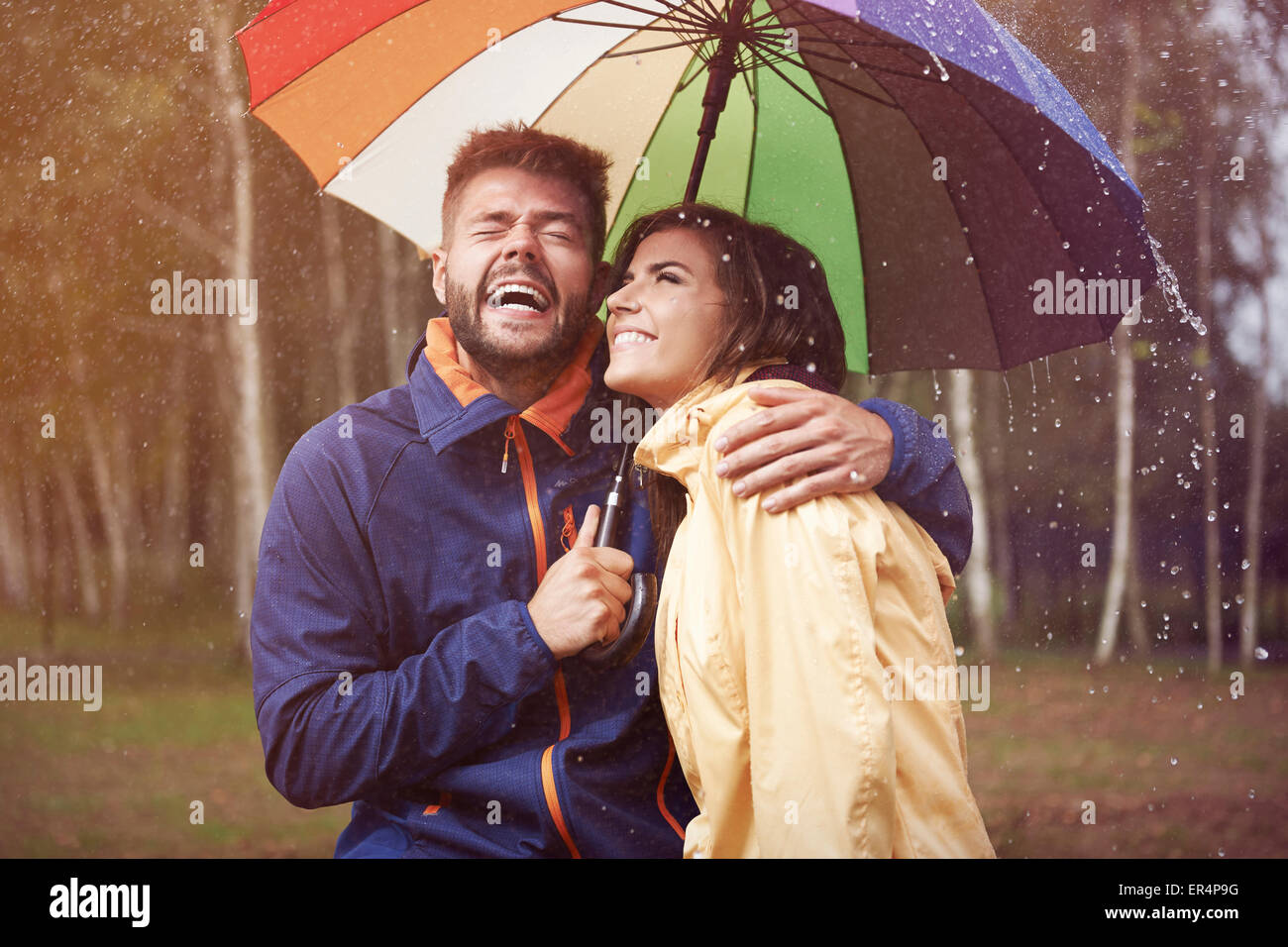 Autumn rain doesn't have to be boring and sad. Debica, Poland Stock Photo