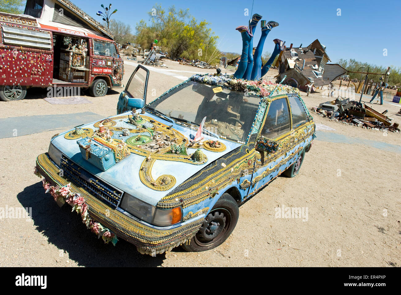 Decorated Car, East Jesus, Slab City, Niland, Southern California Stock