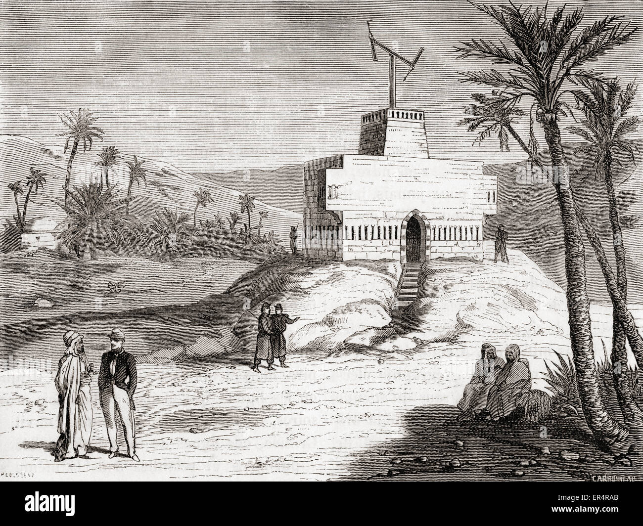 Claude Chappe's telegraph system in use in Algeria c.1840. Stock Photo