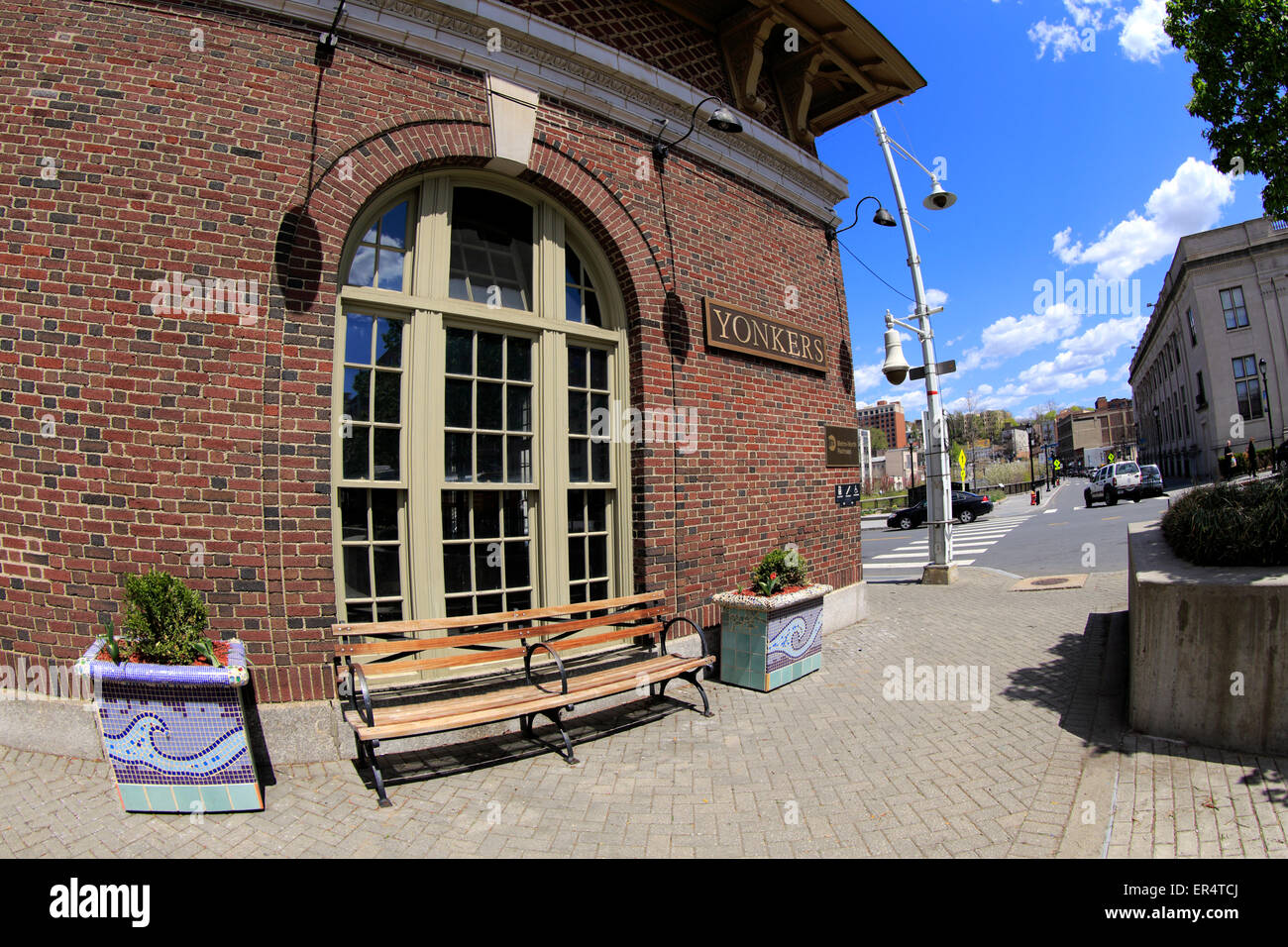 Train station downtown waterfront district Yonkers New York Stock Photo