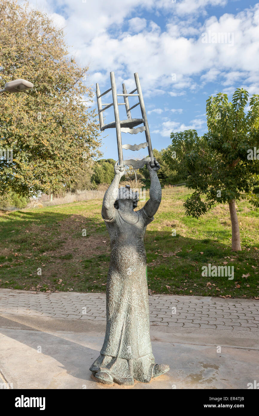 Barcelona.Charlie Rivel statue in Montjuic. Stock Photo