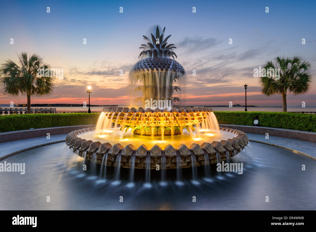 Charleston, South Carolina, USA at the Waterfront Park Pineapple Fountain. Stock Photo